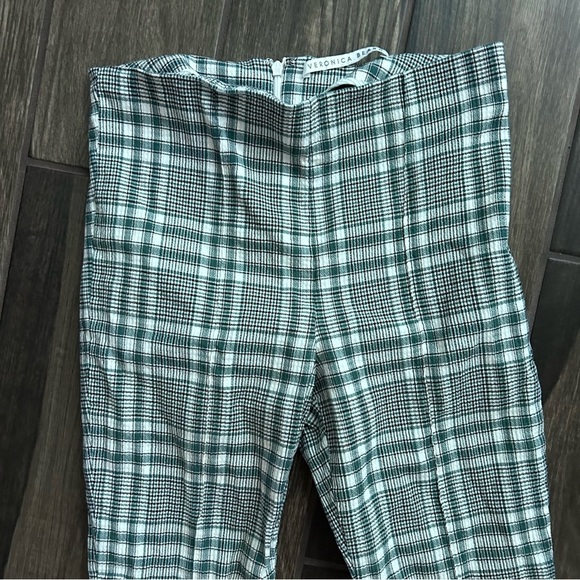 Veronica Beard Honolulu Plaid High Waisted Ankle Cropped Pants Green White Sz 2 - Picture 3 of 8